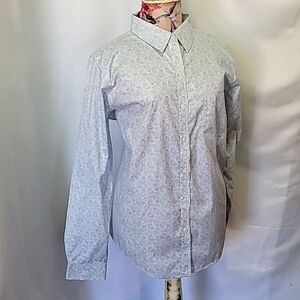 NWOT L.L. BEAN Paisley Pastel ButtonUp Collared Long Wrinkle Resist 100% Cotton